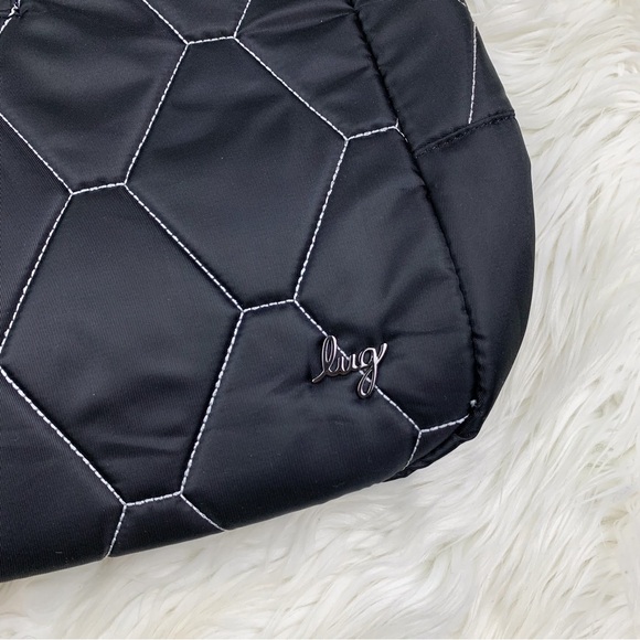 Lug Winger 2pc Hobo Bag Black Silver Stitch NEW Shoulder Crossbody Quilted Coin - Picture 4 of 9